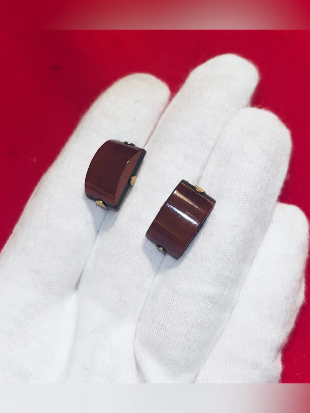 Vintage Men's Cufflinks With Amber, gold plated